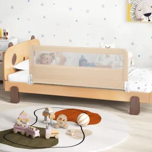 150CM Foldable Baby Bed Rail Guard with Washable Cover and Safety Strap-Beige