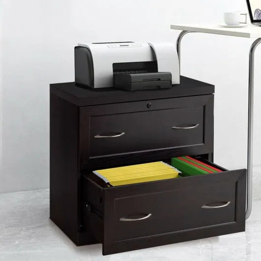 2-Drawer Free Standing Lateral File Cabinet-Black