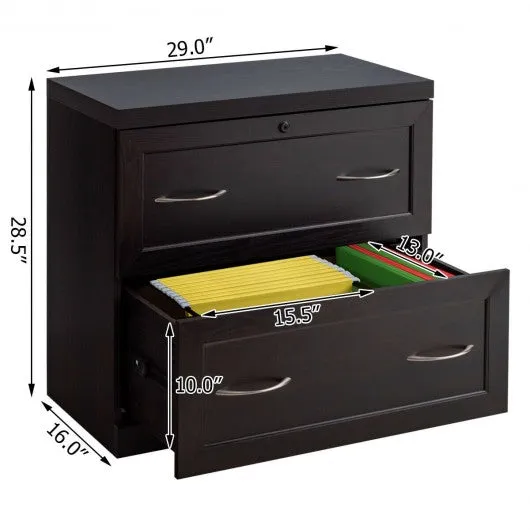 2-Drawer Free Standing Lateral File Cabinet-Black