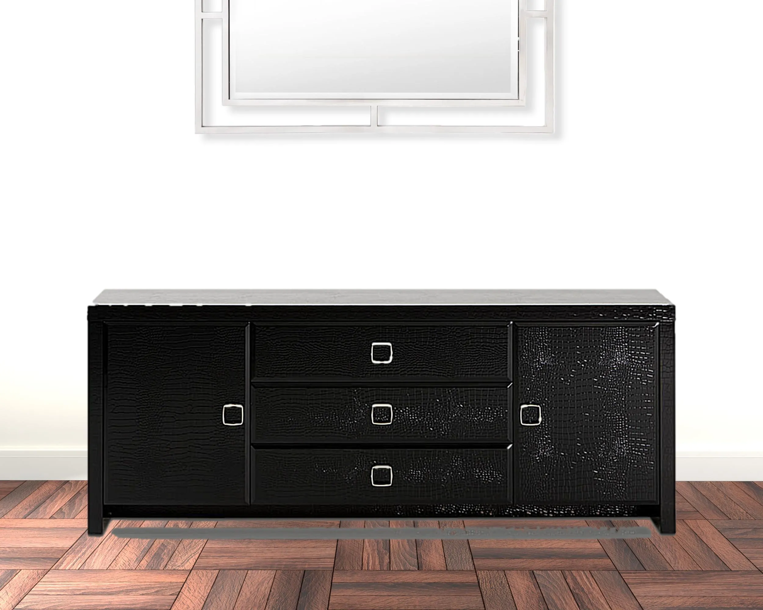 28" Black Crocodile Mdf Dresser