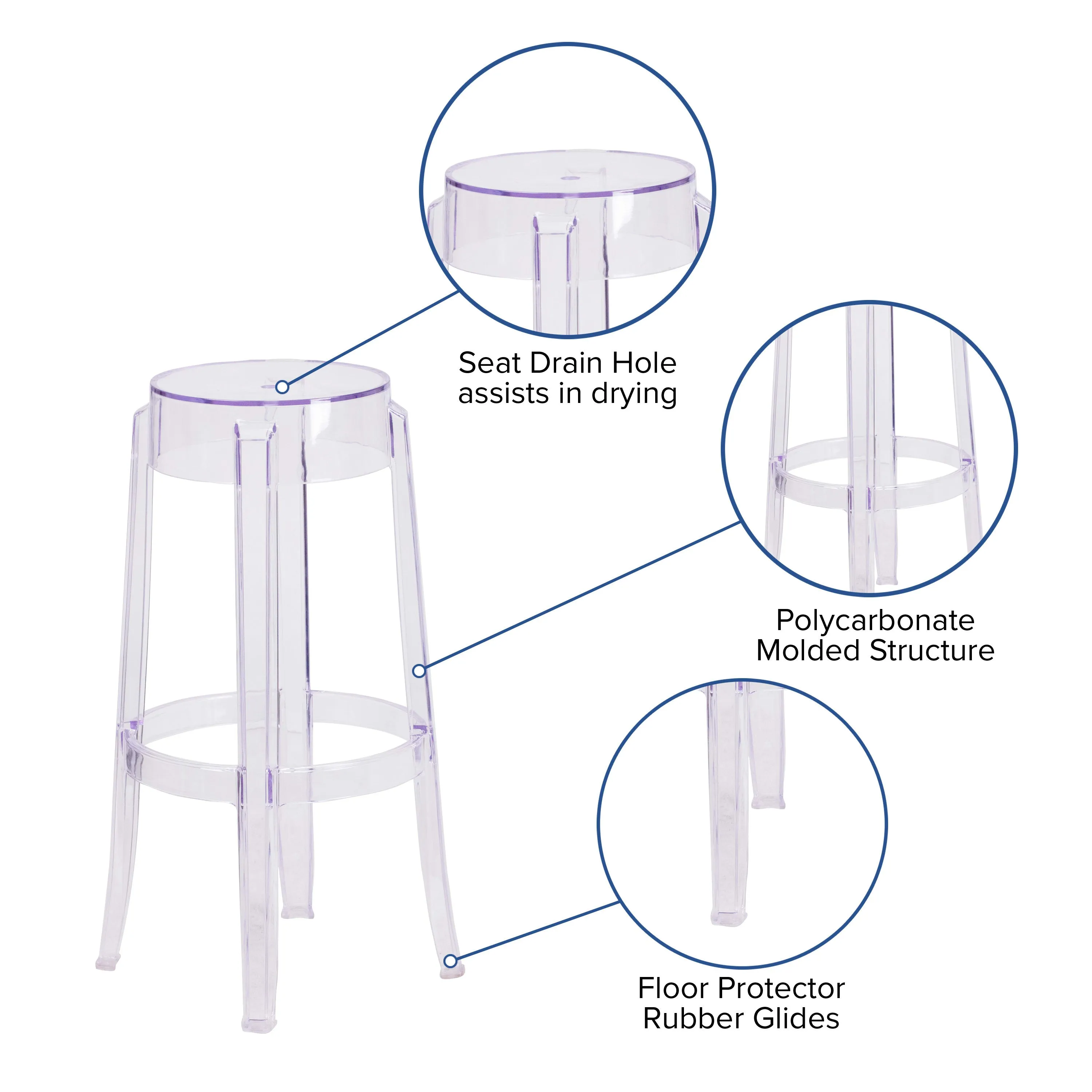 29.75'' High Transparent Barstool