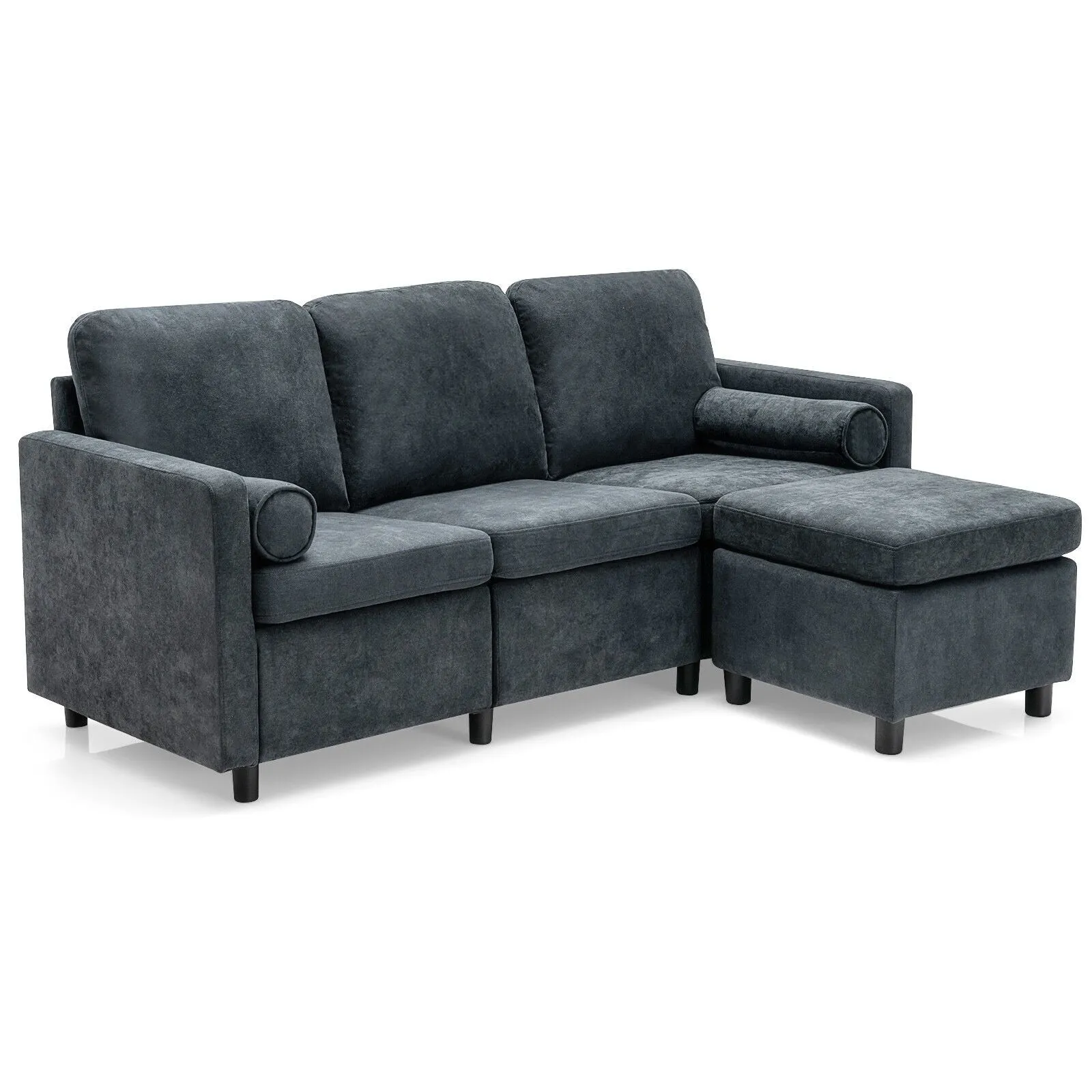 3 Seater Sofa with Ottoman - Gray