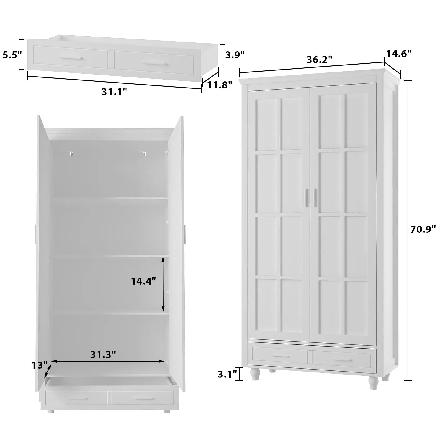 36.2'' Wide 1 - Drawer Storage Cabinet