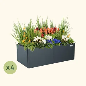 4-Pack 17" Tall Modern 27" x 53" Metal Raised Garden Bed