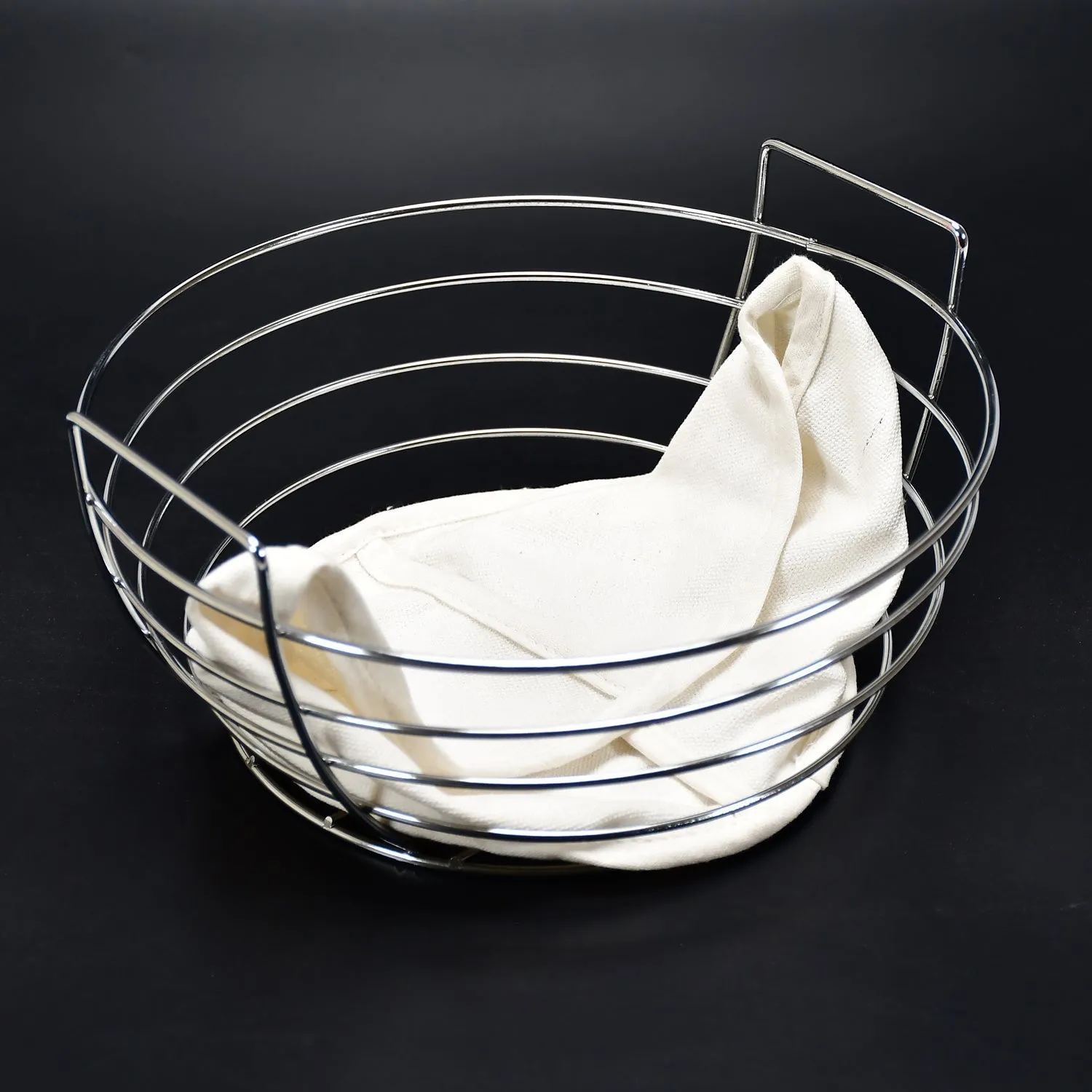 5143 Stainless Steel Bread and Roti Basket for Kitchen and Dining, Silver