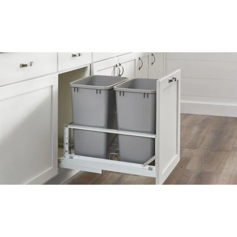 5349 Series White Bottom-Mount Single Waste Container Pull-Out Organizer (10.81" x 18" x 19.31")