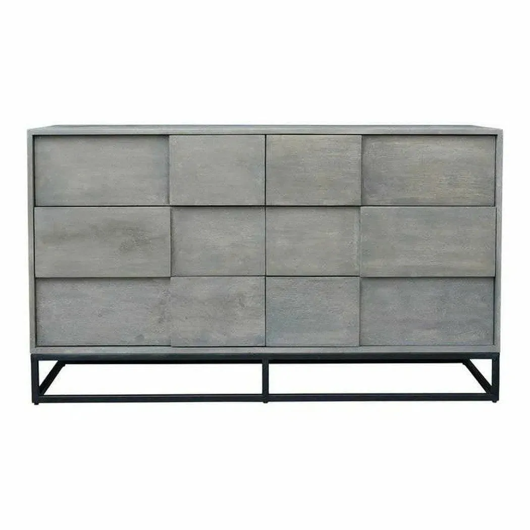 55 Inch 6 Drawer Dresser Grey Contemporary