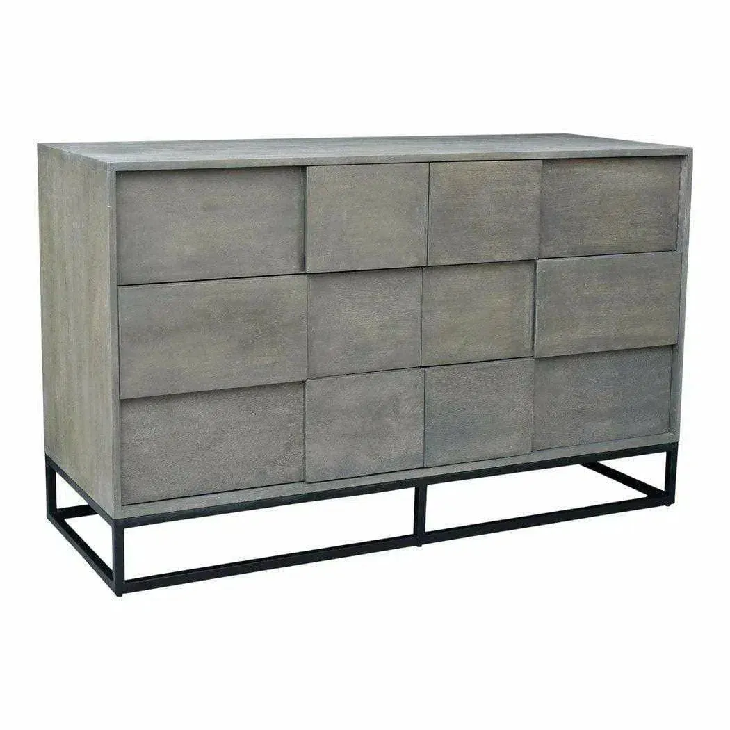 55 Inch 6 Drawer Dresser Grey Contemporary