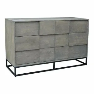 55 Inch 6 Drawer Dresser Grey Contemporary