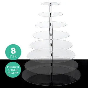 8 Tier Round Heavy Duty Acrylic Glass Cupcake Dessert Stand For Birthday Wedding Party