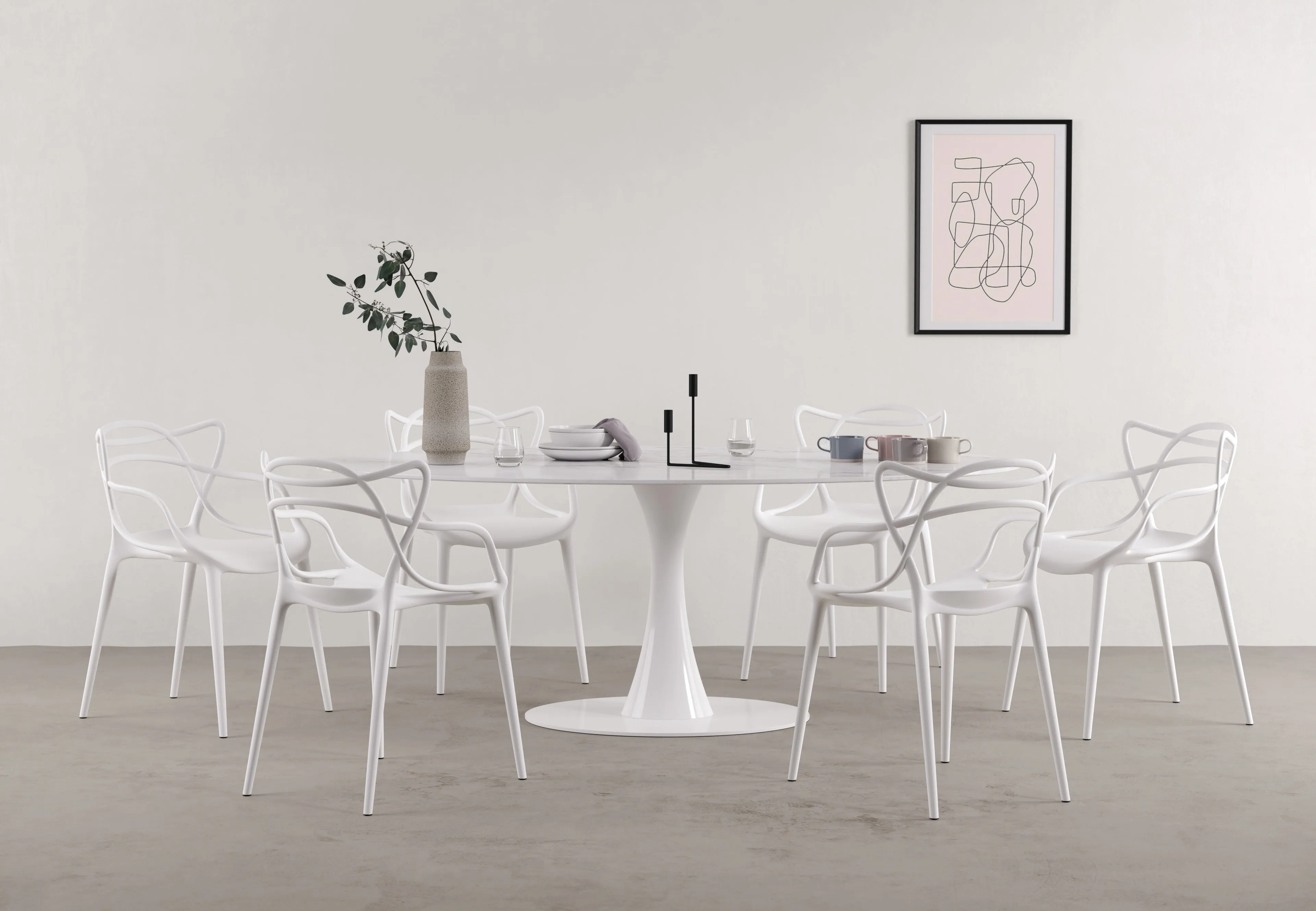 Aarhus - Aarhus Oval Dining Table, Calacatta Marble, 77"