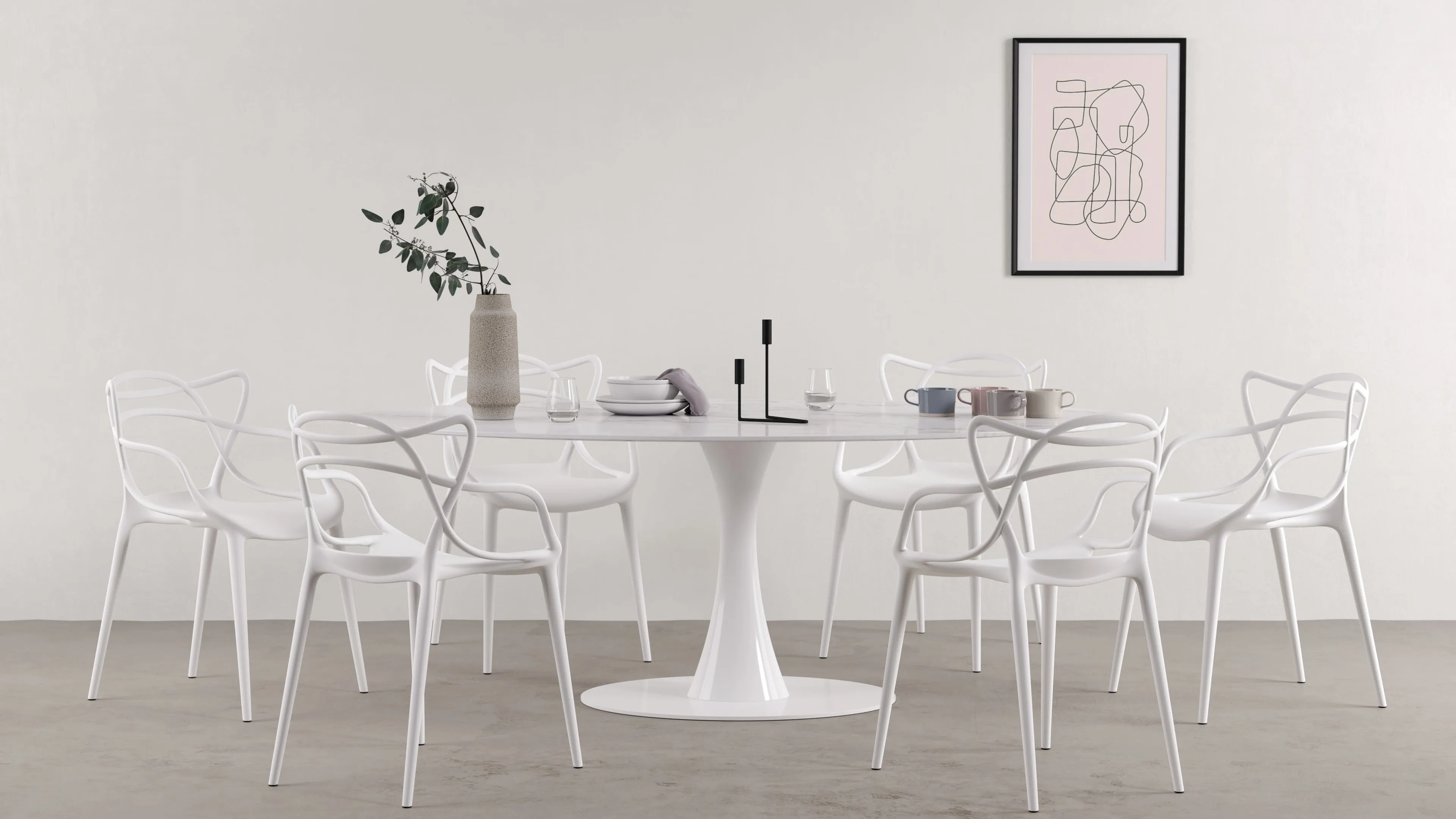 Aarhus - Aarhus Oval Dining Table, Calacatta Marble, 77"