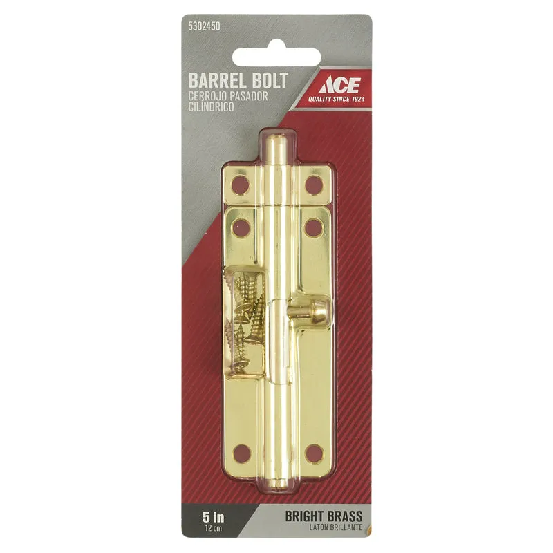 Ace 5 in. L Brass-Plated Steel Barrel Bolt 1 pk