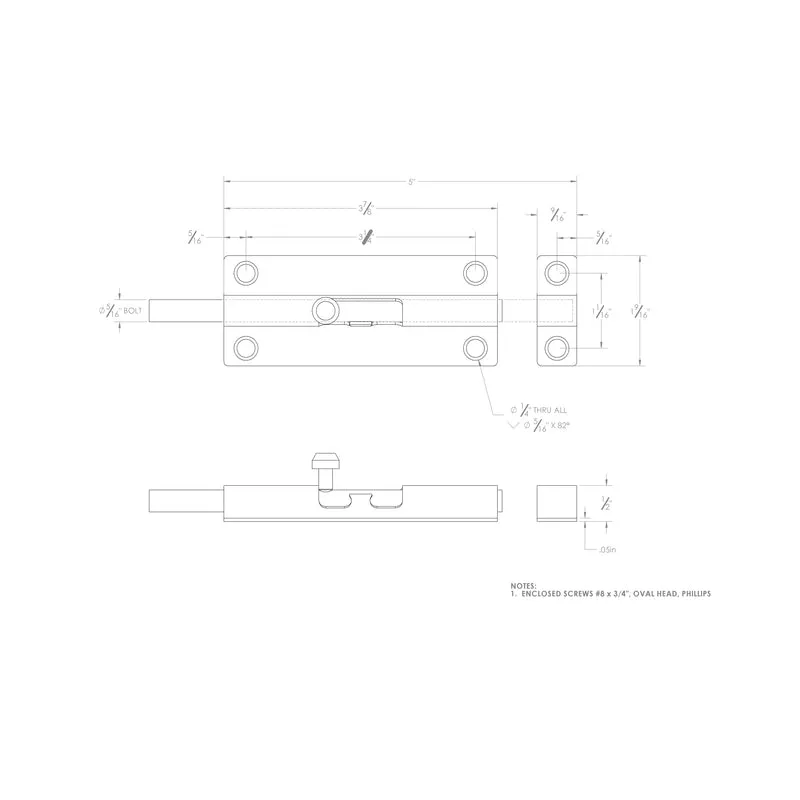 Ace 5 in. L Brass-Plated Steel Barrel Bolt 1 pk