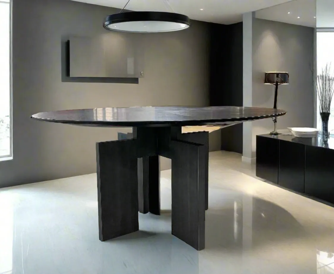 Adonis Round Black Dining Table