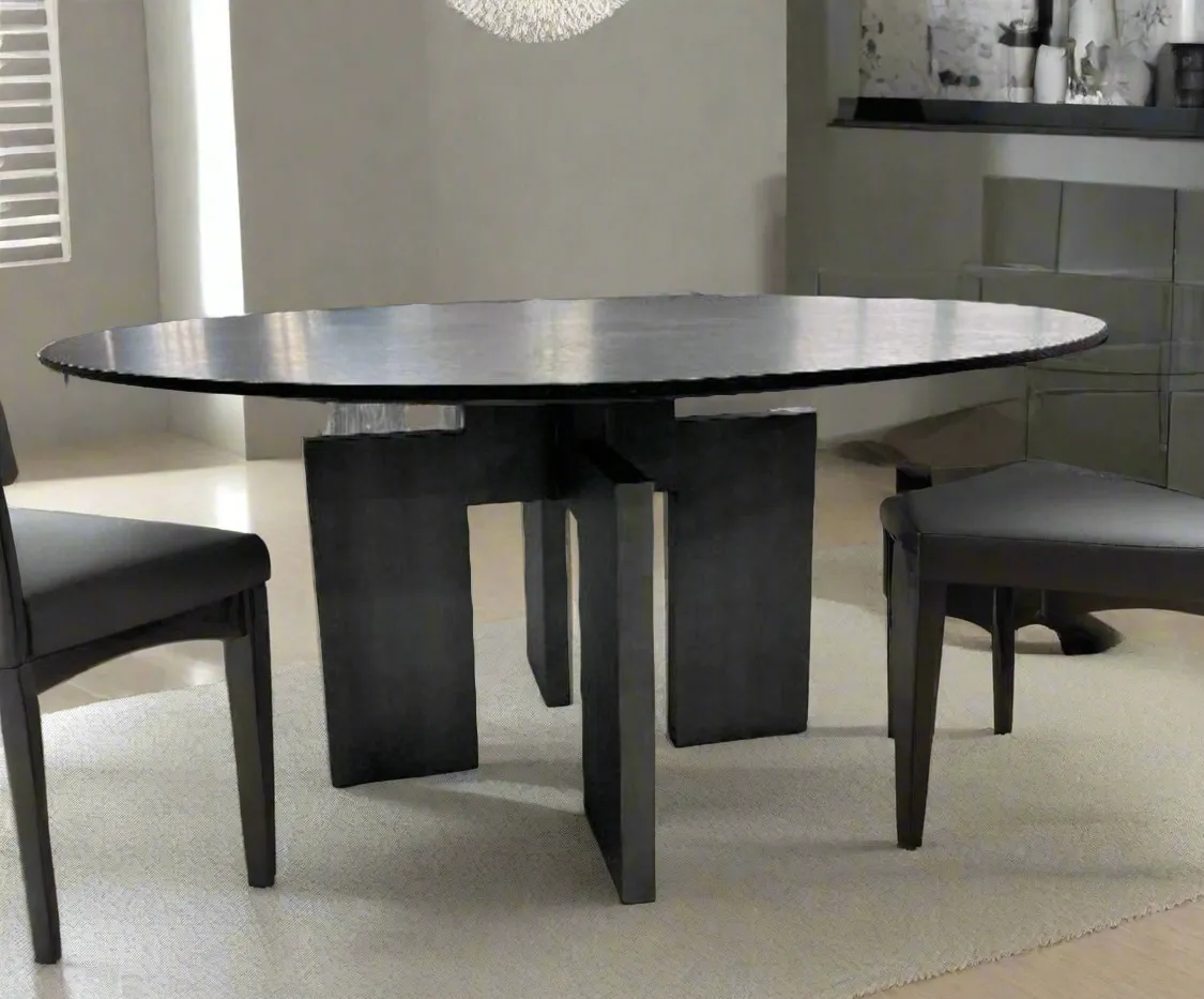 Adonis Round Black Dining Table