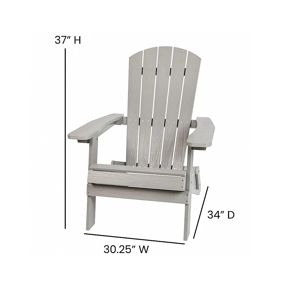 Alamont Home - Charlestown Indoor/Outdoor Folding Adirondack Chairs with Cushions - Set of 2 - Gray