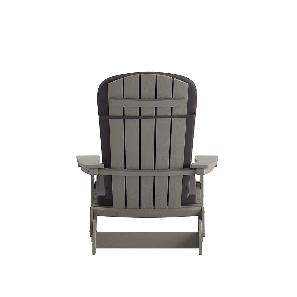 Alamont Home - Charlestown Indoor/Outdoor Folding Adirondack Chairs with Cushions - Set of 2 - Gray