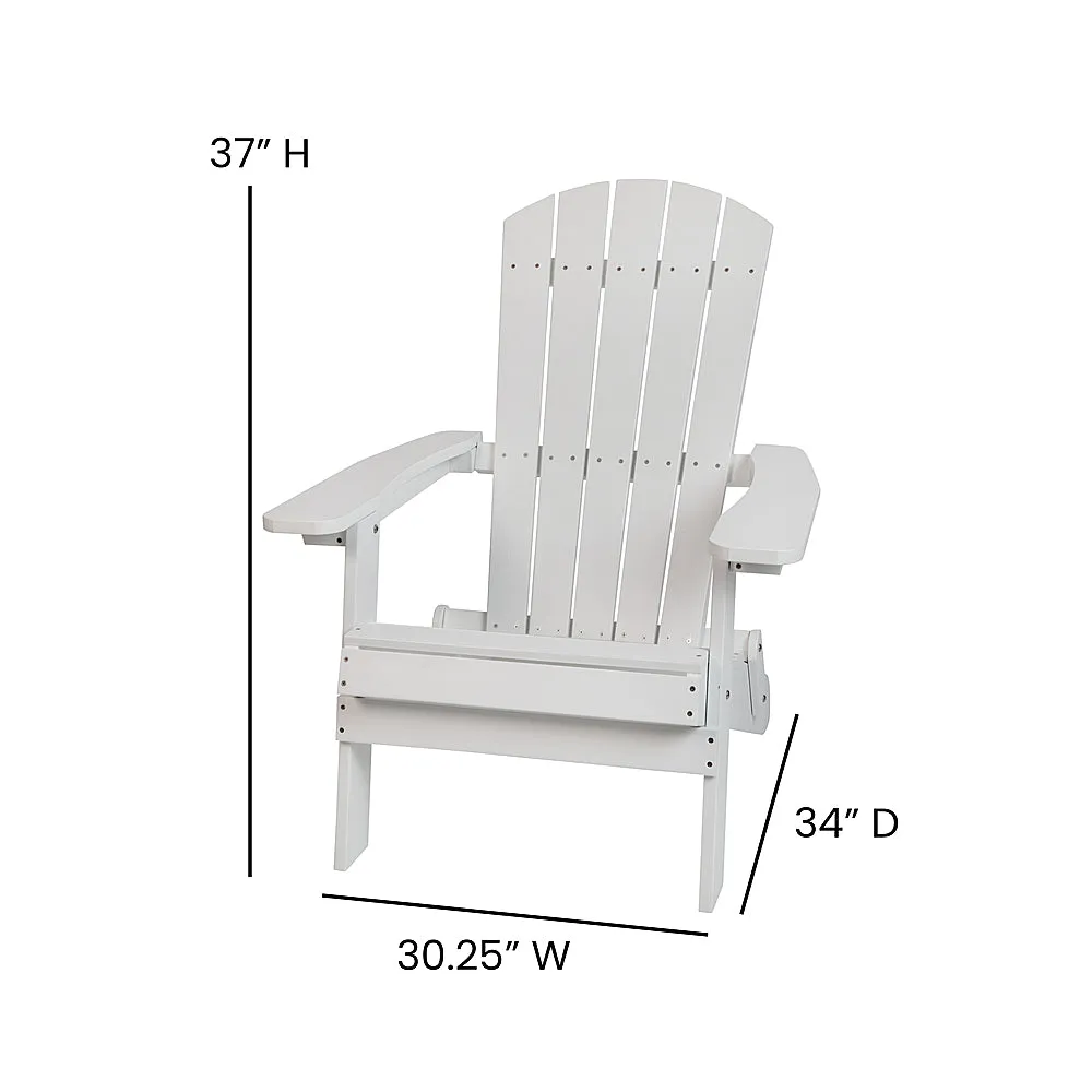 Alamont Home - Charlestown Indoor/Outdoor Folding Adirondack Chairs with Cushions - Set of 2 - White/Gray