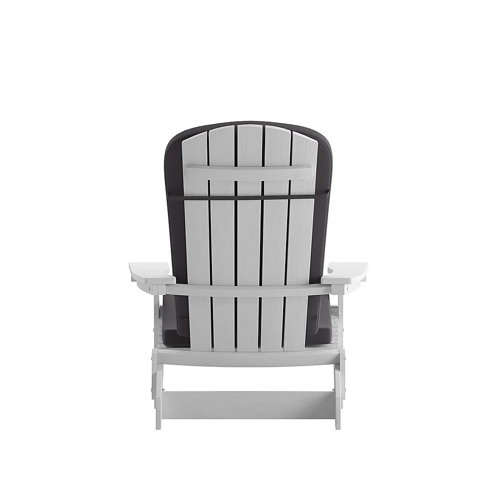 Alamont Home - Charlestown Indoor/Outdoor Folding Adirondack Chairs with Cushions - Set of 2 - White/Gray