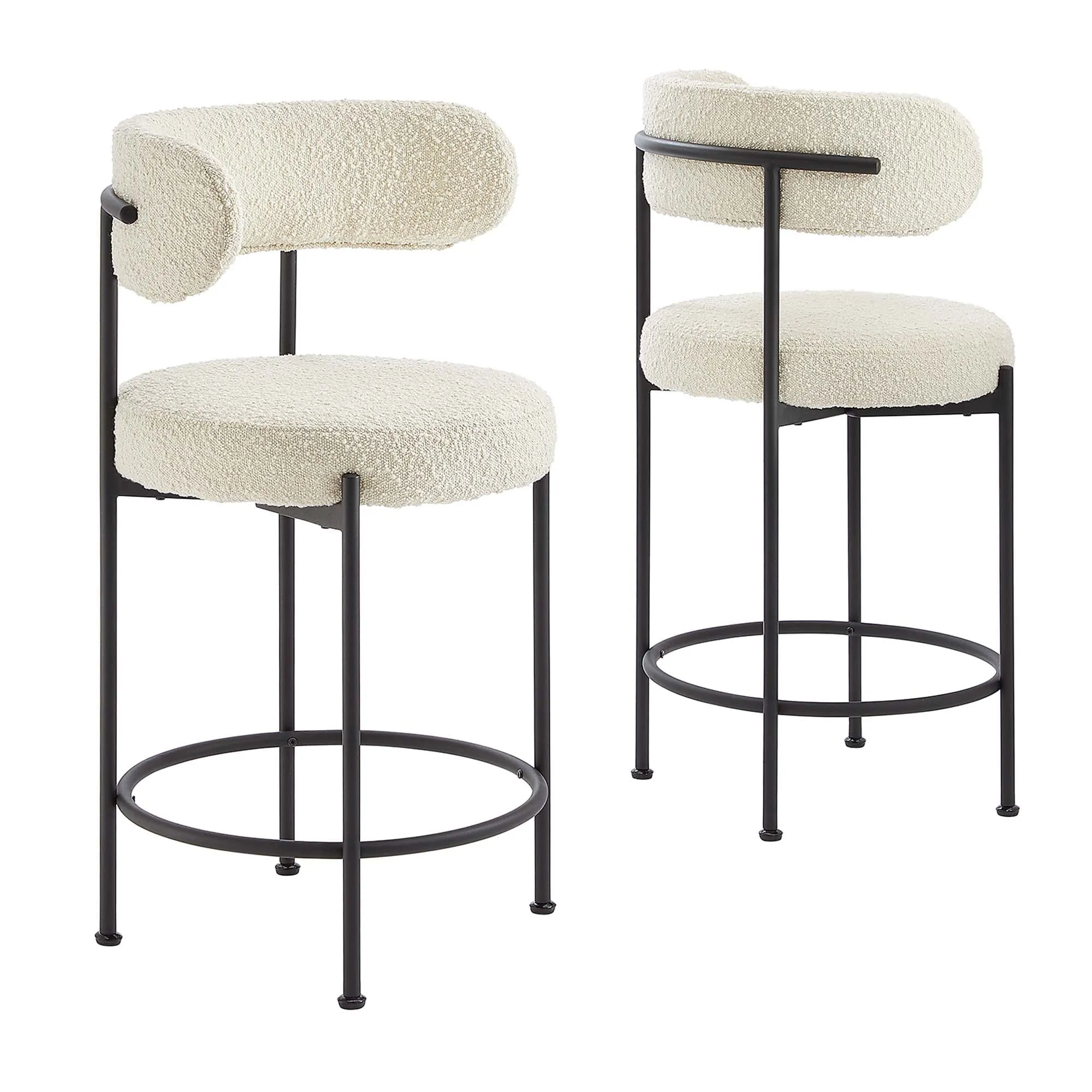 Albie Boucle Fabric Counter Stools - Set of 2 by Modway