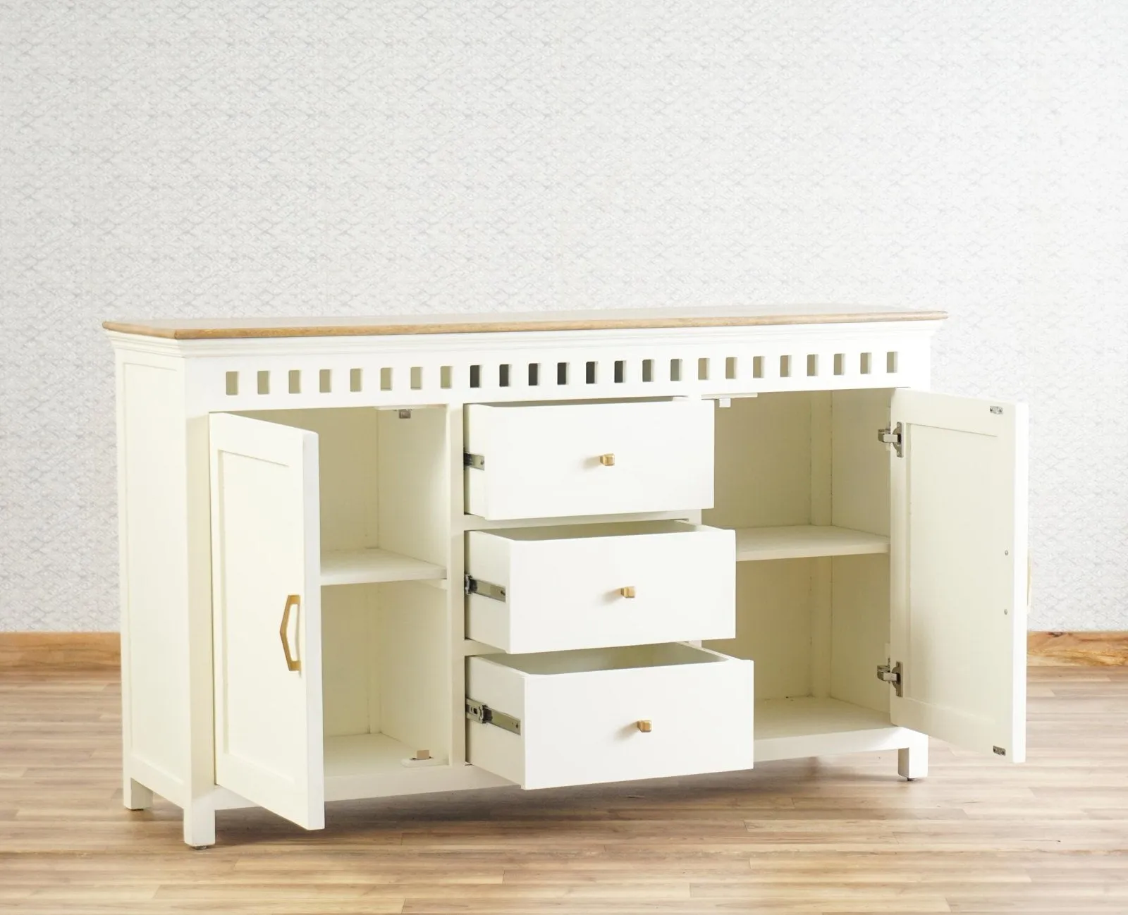 Alexandria Solid Wood Sideboard Three Drawer two door