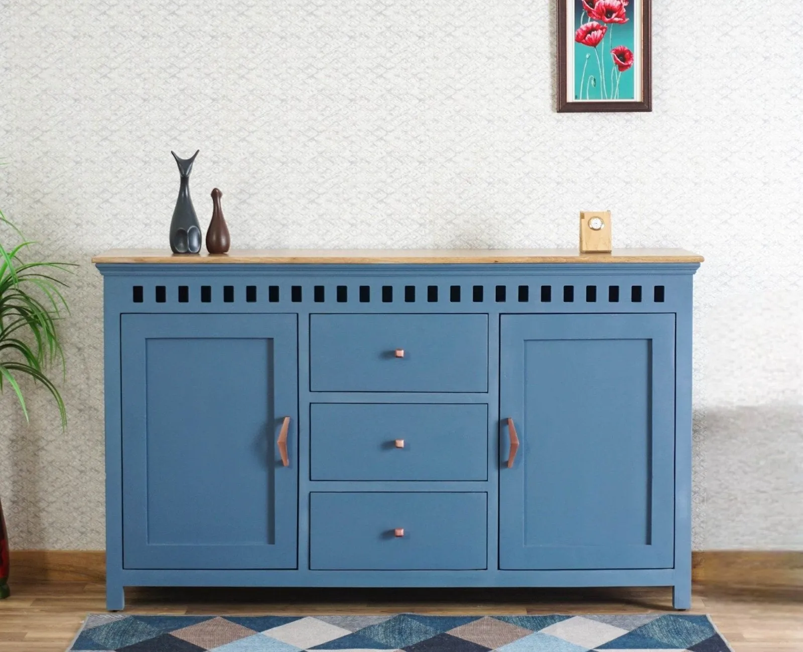 Alexandria Solid Wood Sideboard Three Drawer two door