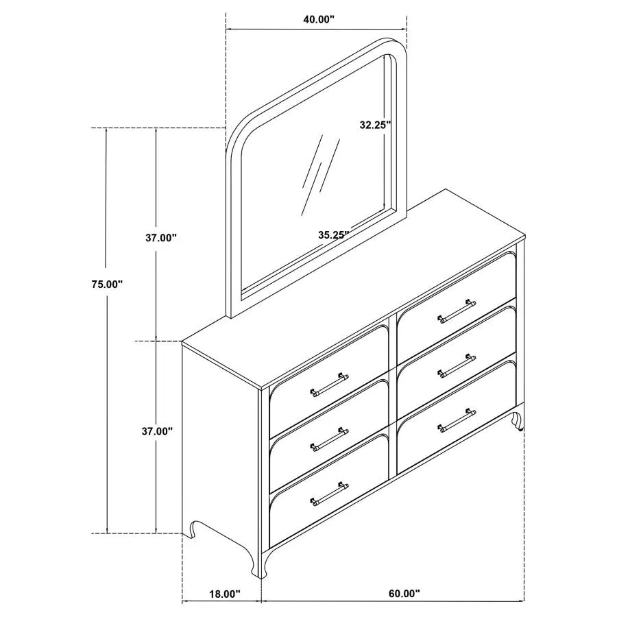 Apollo 6-Drawer Dresser w/Mirror