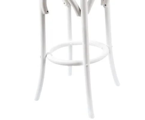 Aster 3pc Round Bar Stools Dining Stool Chair Solid Birch Wood Rattan Seat White