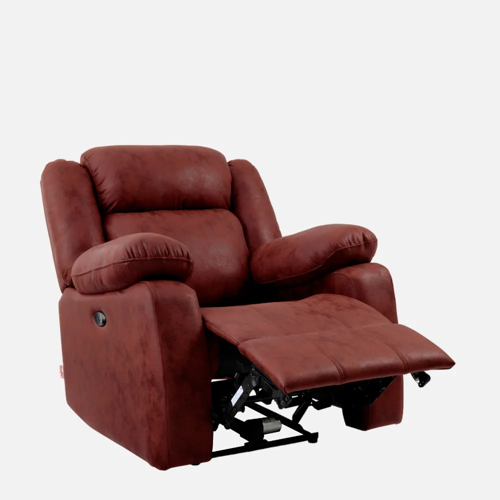 Avalon Motorized Electric Powered Crimson Red Suede Recliner