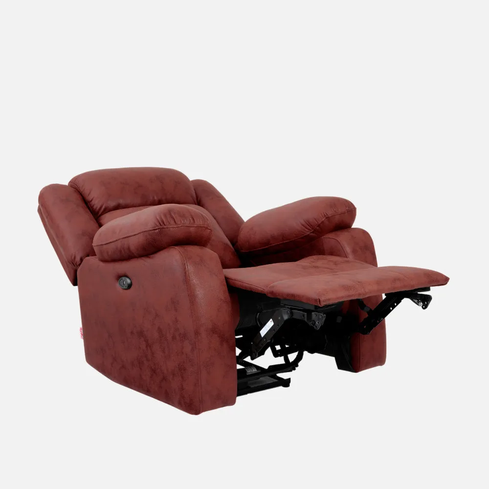 Avalon Motorized Electric Powered Crimson Red Suede Recliner