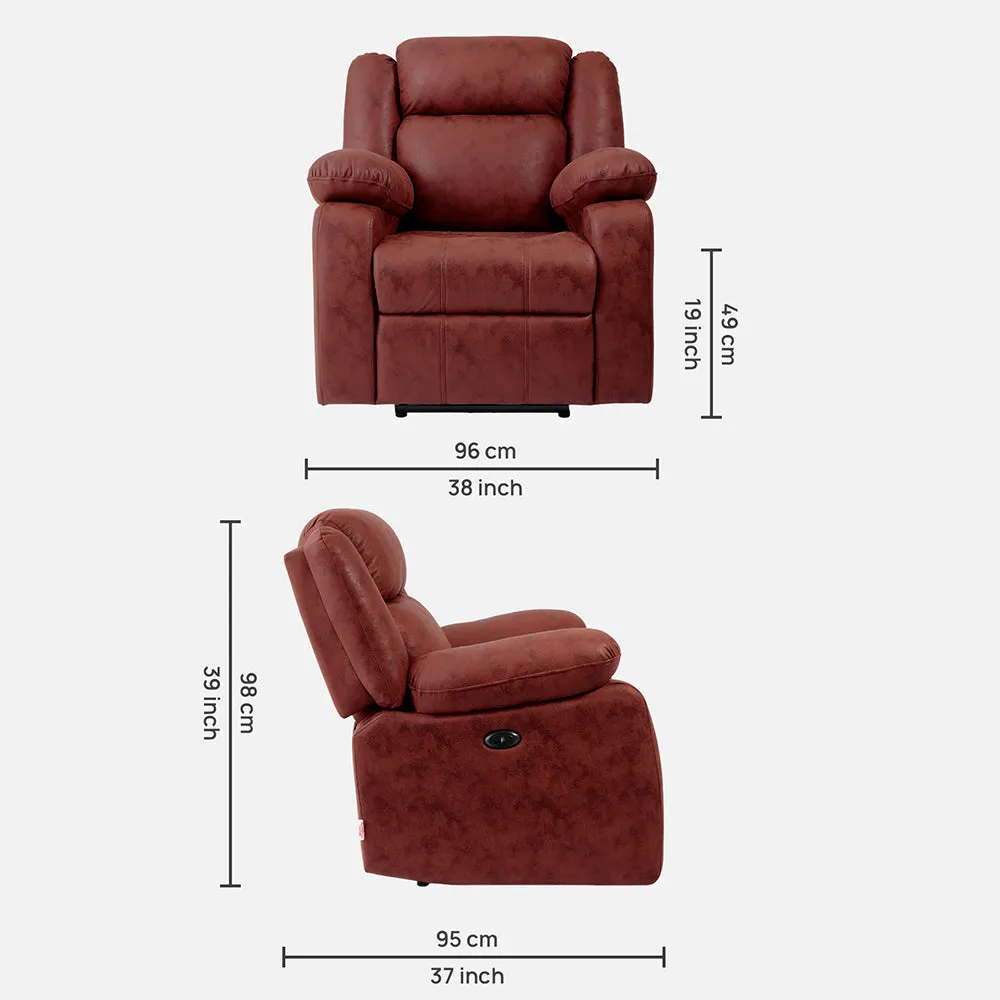 Avalon Motorized Electric Powered Crimson Red Suede Recliner