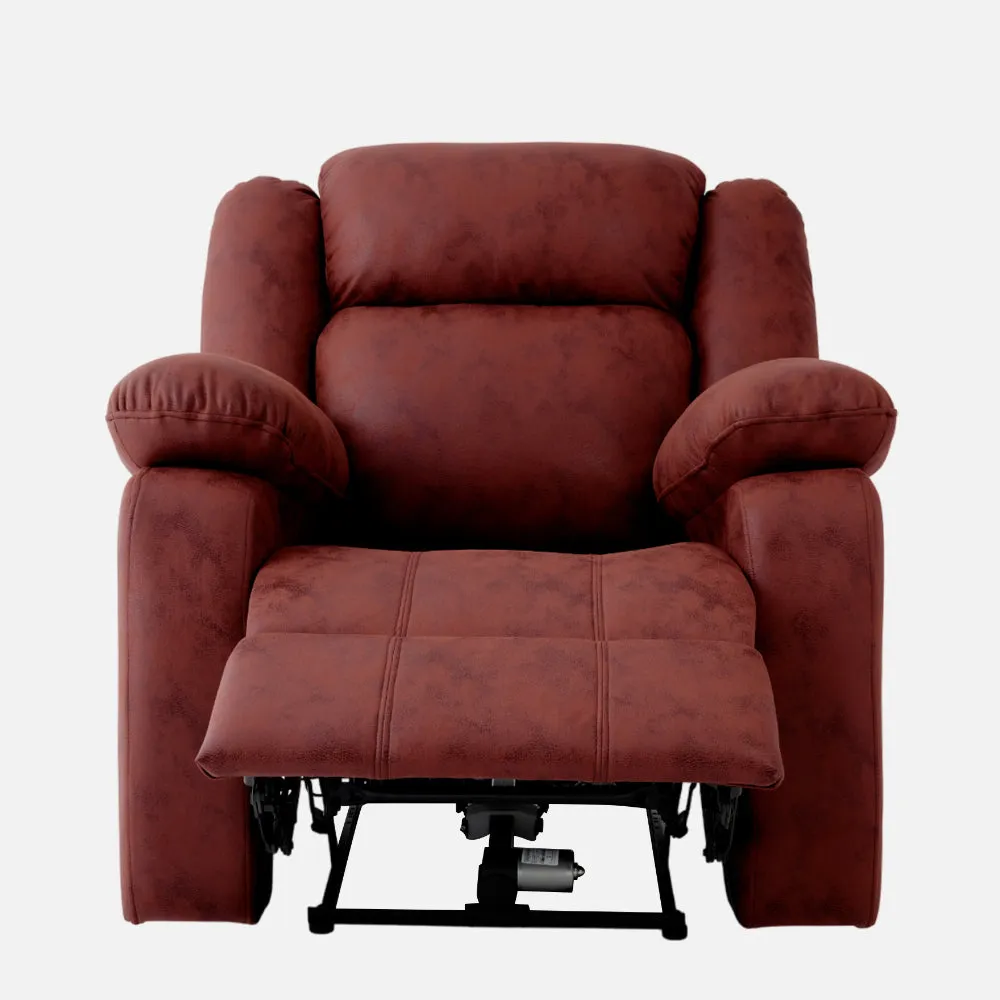 Avalon Motorized Electric Powered Crimson Red Suede Recliner