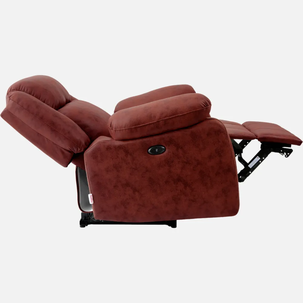 Avalon Motorized Electric Powered Crimson Red Suede Recliner