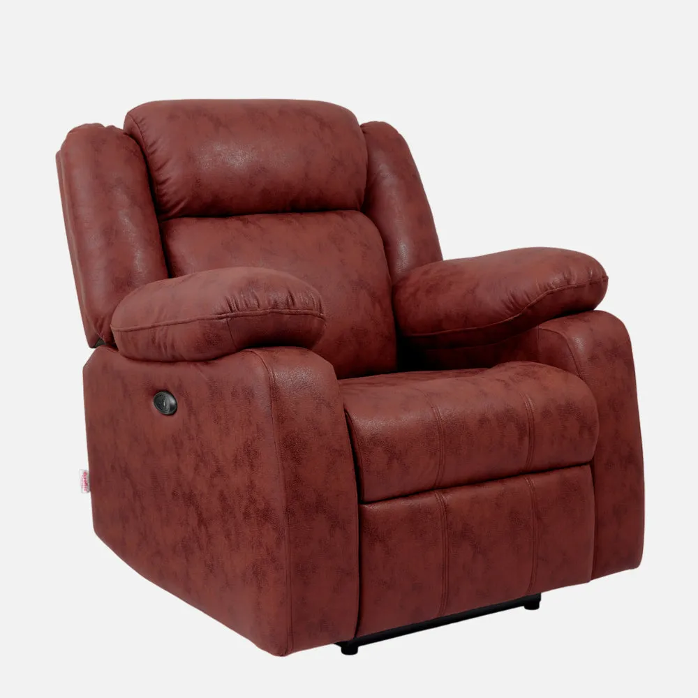 Avalon Motorized Electric Powered Crimson Red Suede Recliner