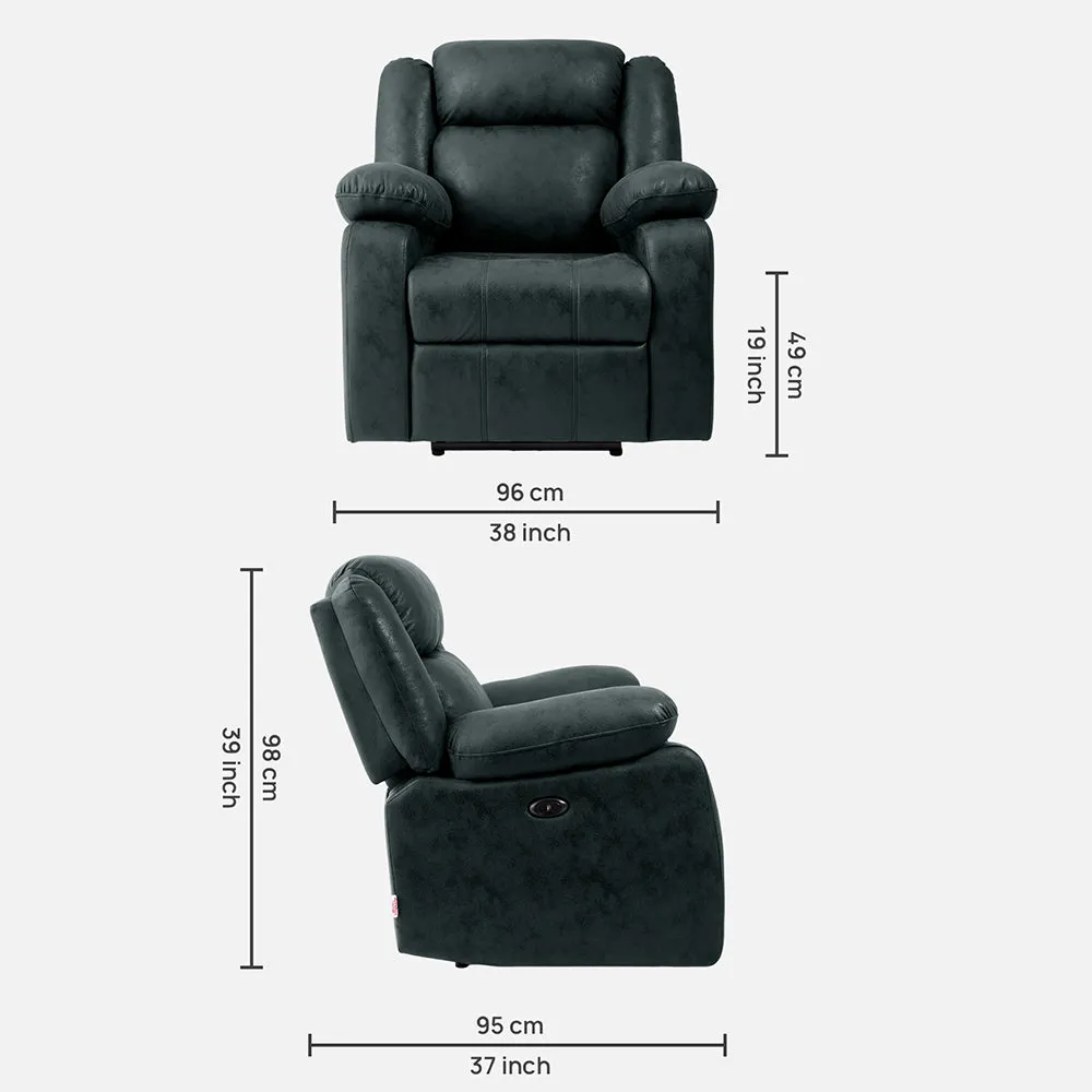 Avalon Motorized Electric Powered Midnight Blue Suede Recliner