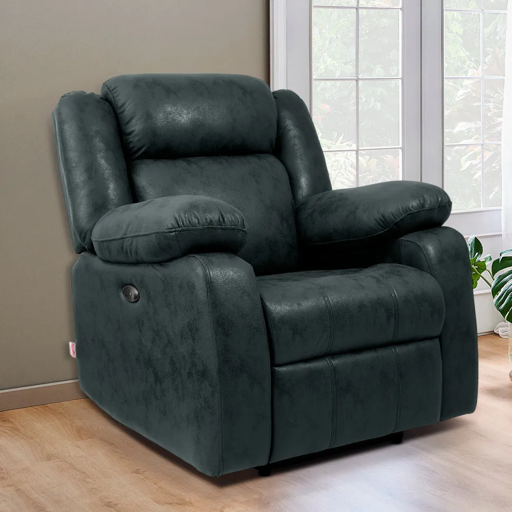 Avalon Motorized Electric Powered Midnight Blue Suede Recliner