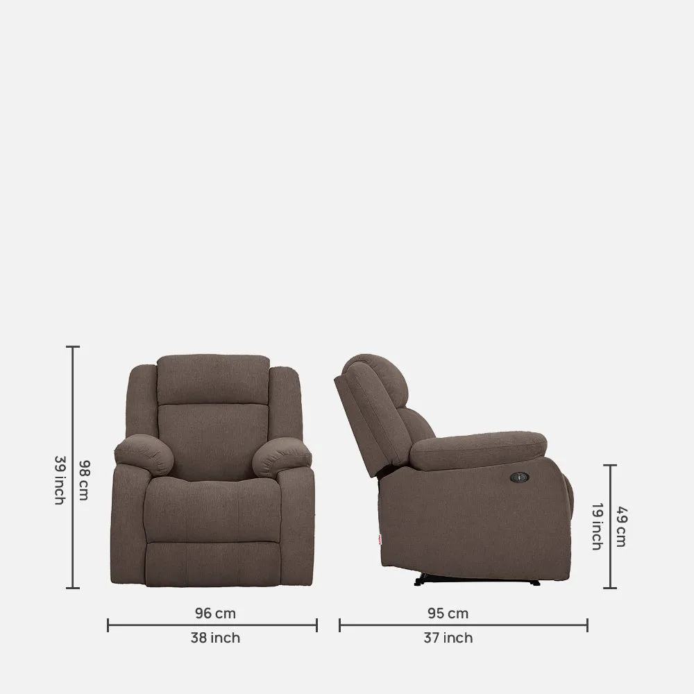 Avalon Motorized Electric Powered Saddle Brown Fabric Recliner