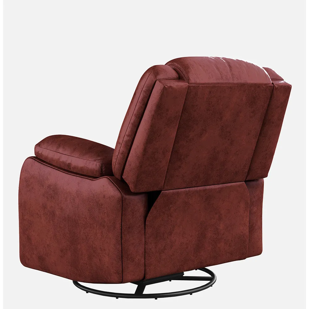 Avalon Rocking & Rotating Crimson Red Single Seater Suede Fabric Recliner