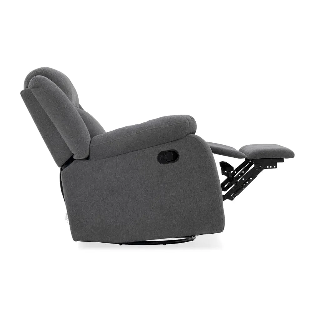 Avalon - Rocking & Rotating Single Seater Fabric Recliner in Graphite Grey Colour