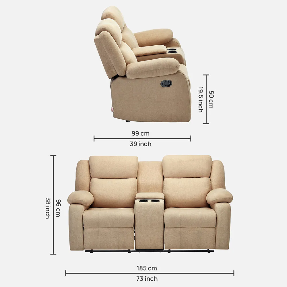 Avalon Twin Beige Fabric Recliner 2 Seater