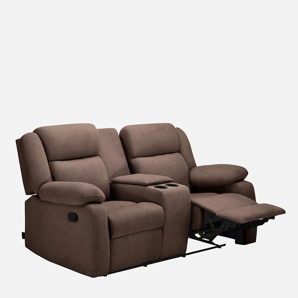 Avalon Twin Dark Brown Fabric Recliner 2 Seater