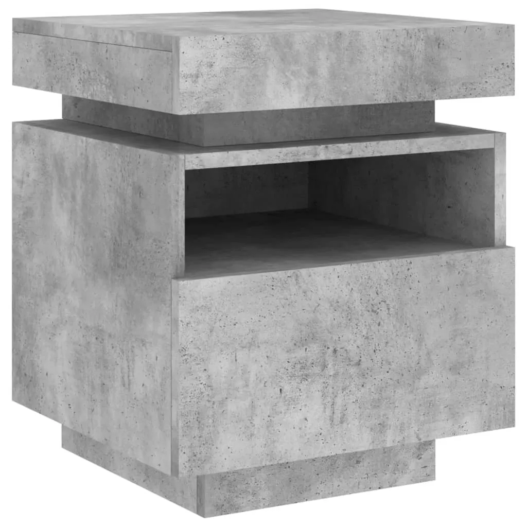 Bedside Cabinets with LED Lights 2 pcs Concrete Grey 40x39x48.5 cm