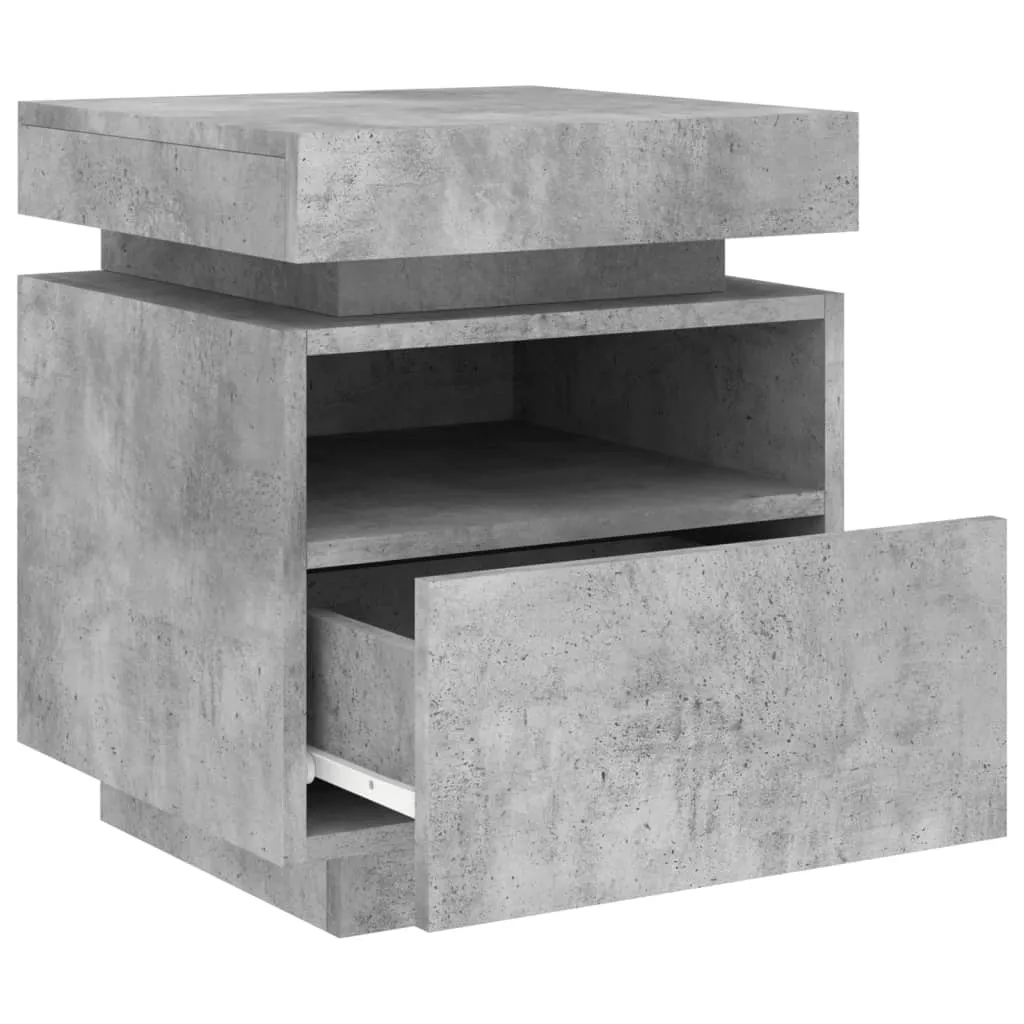 Bedside Cabinets with LED Lights 2 pcs Concrete Grey 40x39x48.5 cm