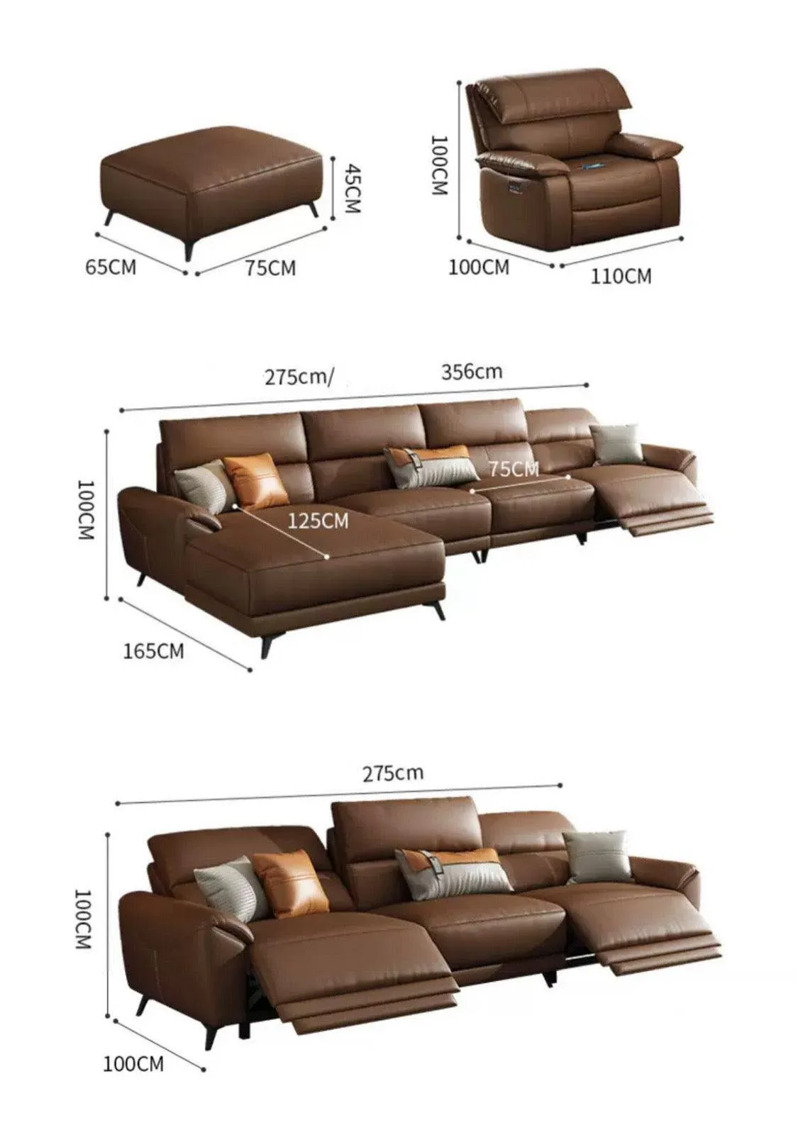 Benson Electic Recliner Leather Sofa