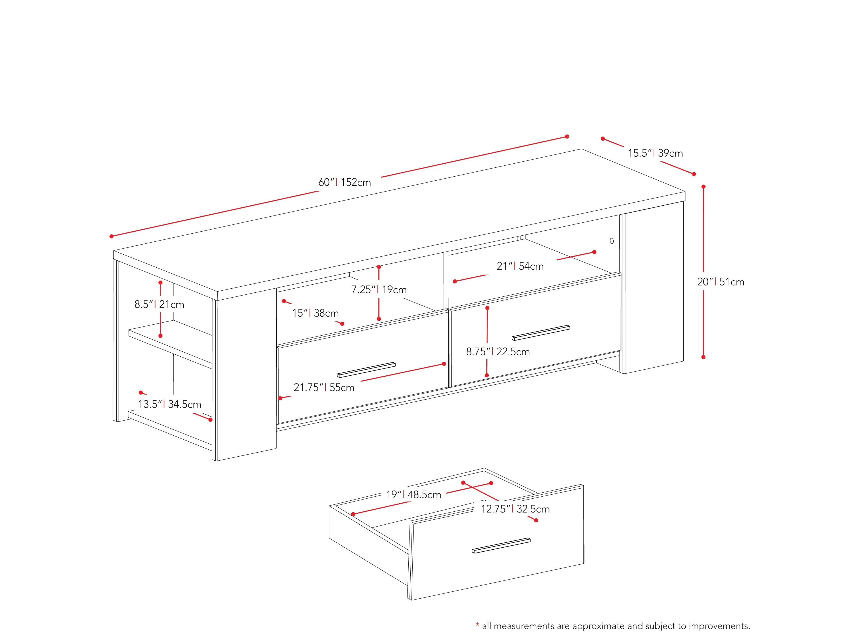 Black TV Stand, TVs up to 75"