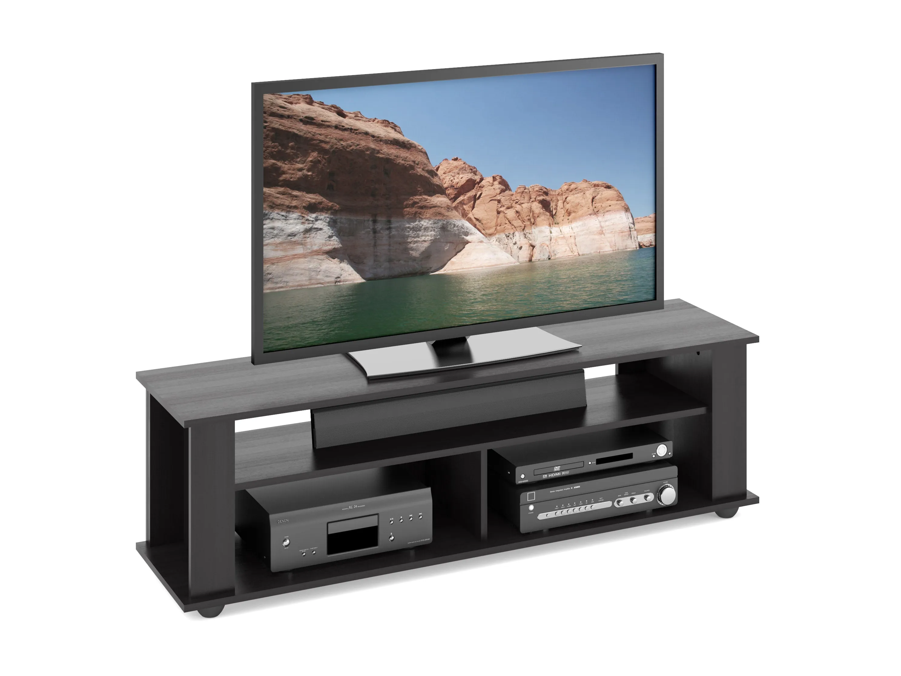 Black Wood TV Stand, TVs up to 75"