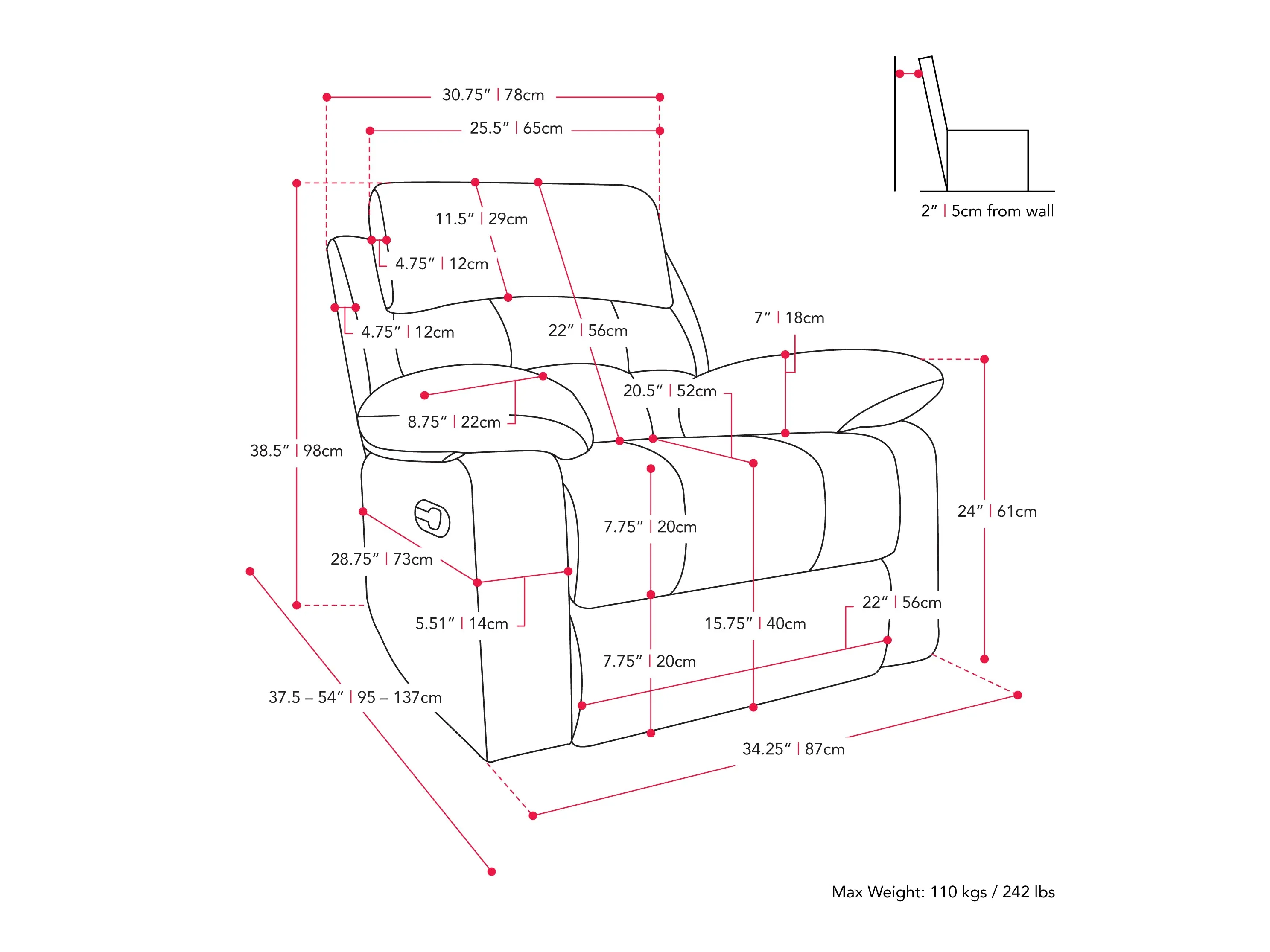 Blue Extra Wide Recliner