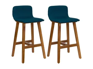 Blue Wooden Bar Stools, Set of 2