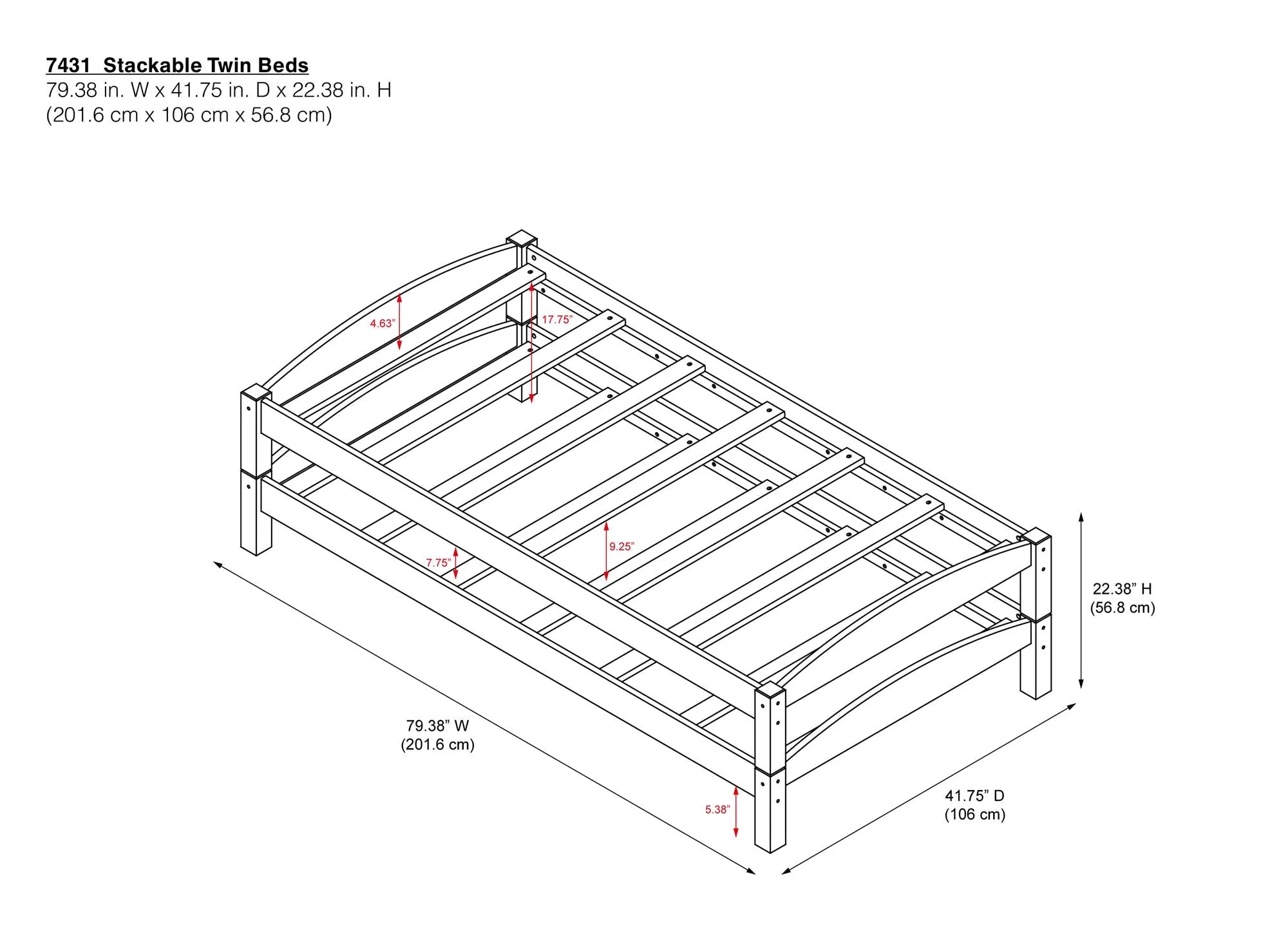 Brady Stackable Wood Bed